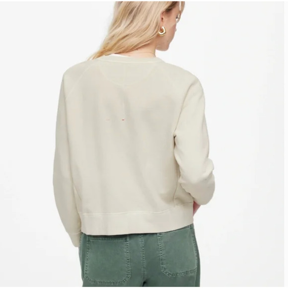 Madewell Garment Dyed Crewneck Sweatshirt XS NWT Cream White NU854 Pullover - Picture 3 of 4